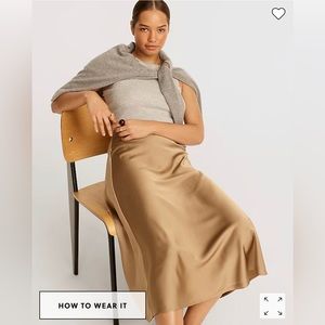 J.Crew Gwyneth Satin Slip Midi Skirt